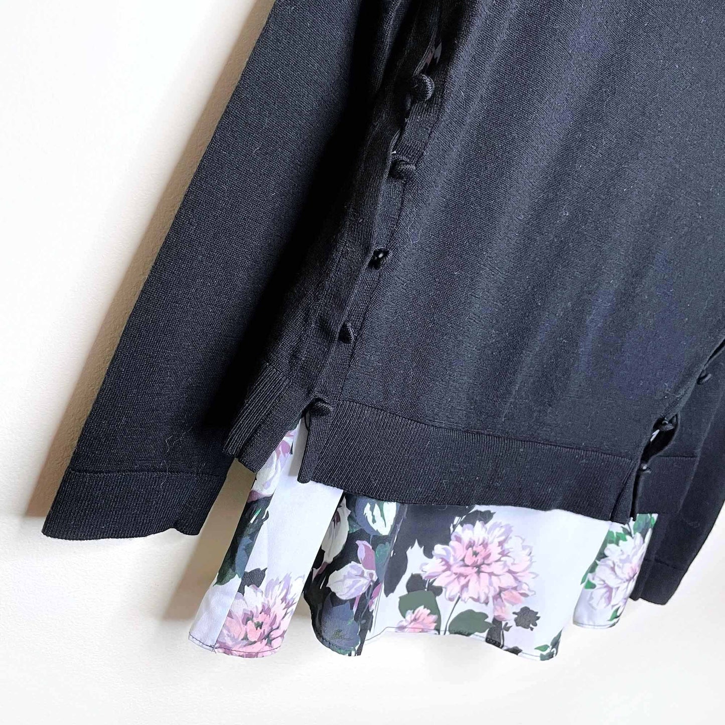 club monaco black wool layered jessah sweater - size small