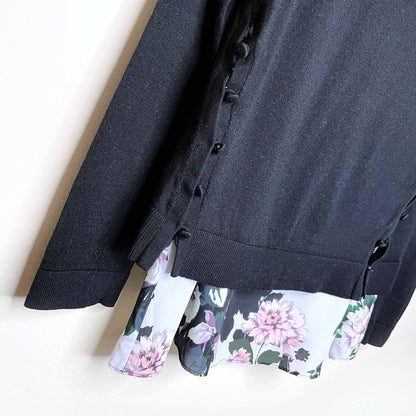 club monaco black wool layered jessah sweater - size small