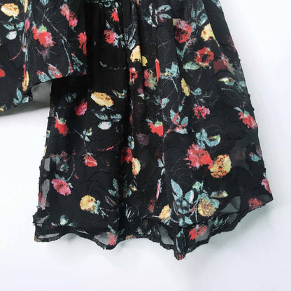 Club Monaco floral flocked blouse with bell sleeves - size Small