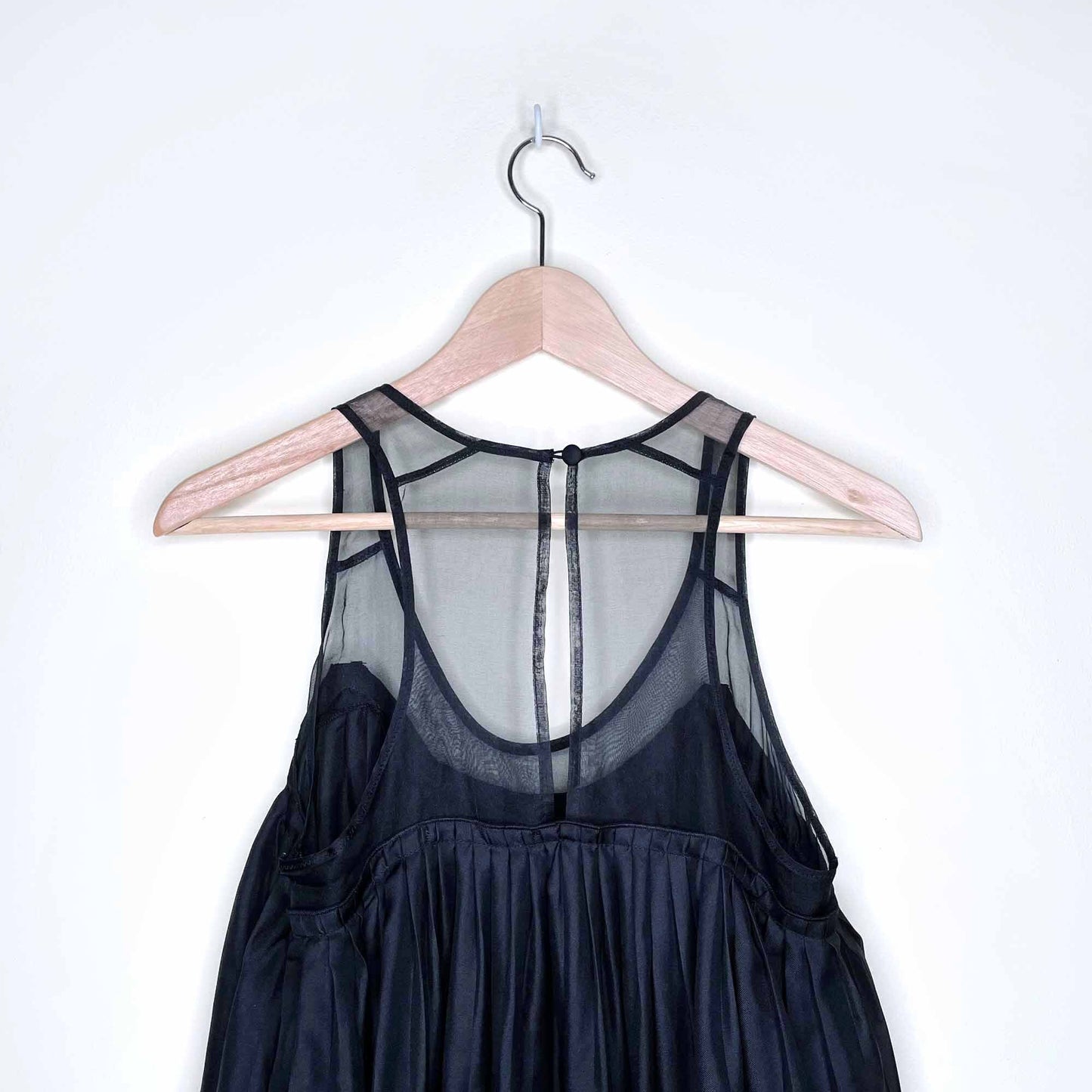 club monaco balloon silk tank with sheer top - size small