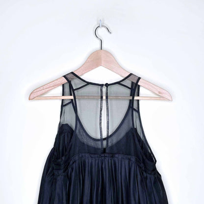 club monaco balloon silk tank with sheer top - size small