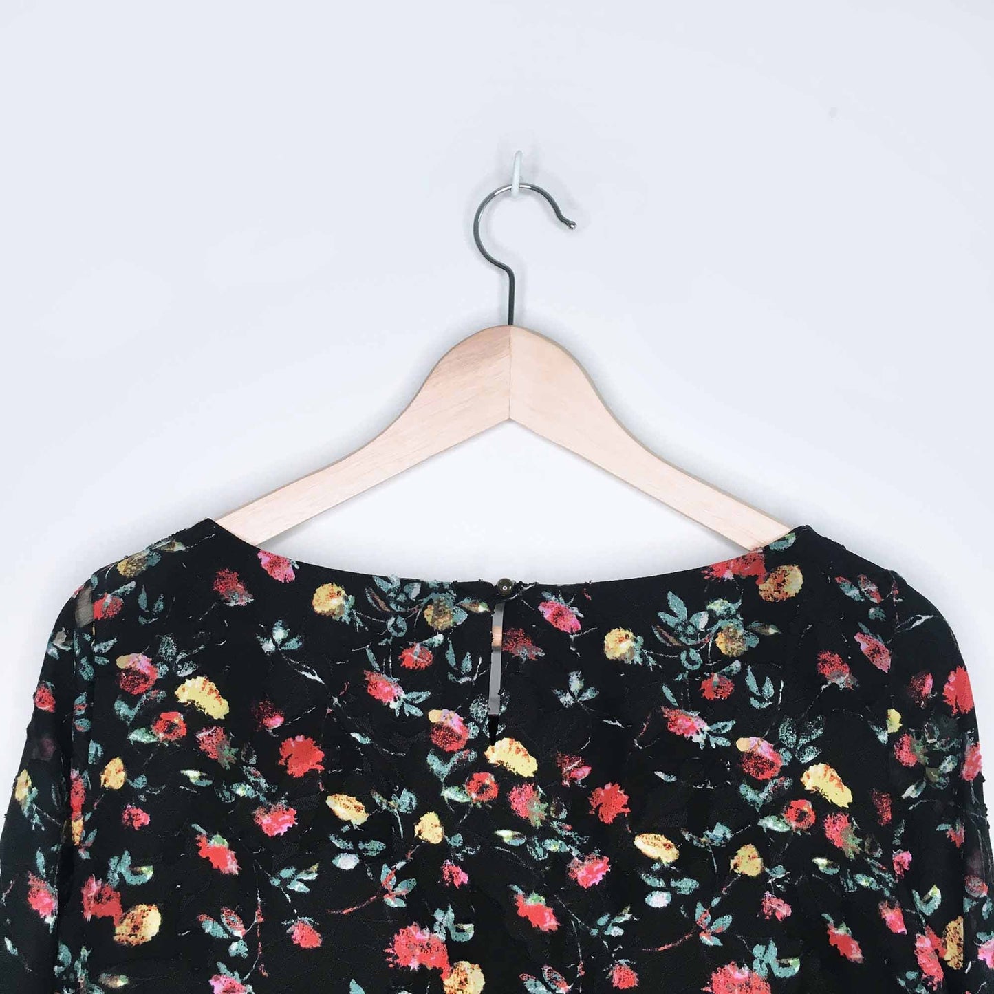 Club Monaco floral flocked blouse with bell sleeves - size Small