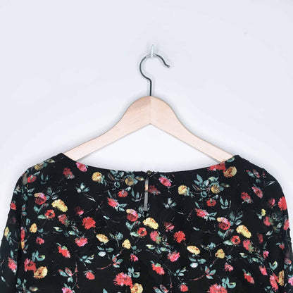 Club Monaco floral flocked blouse with bell sleeves - size Small