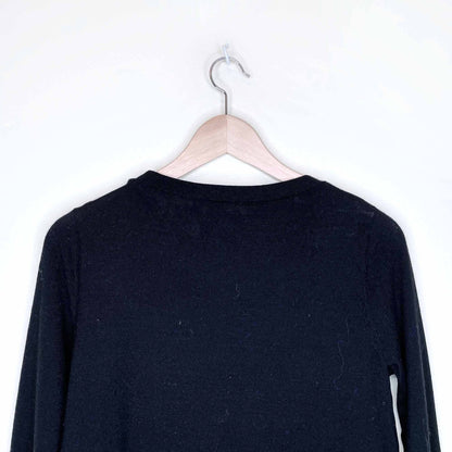 club monaco black wool layered jessah sweater - size small