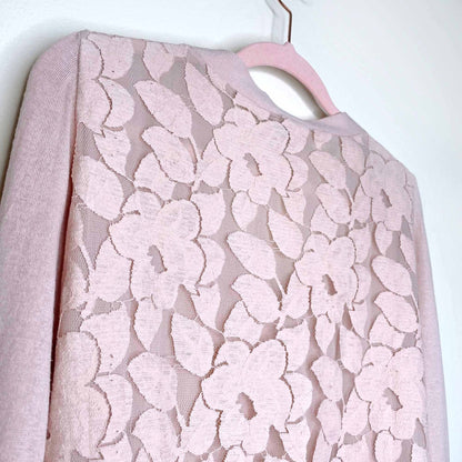 club monaco pink cardigan with lace back - size small