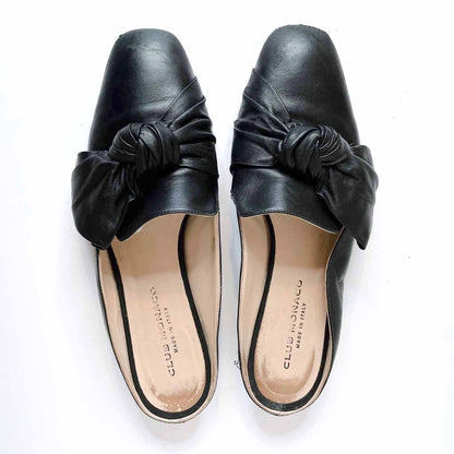 club monaco tatelyn leather bow slip on mule flats - size 39.5