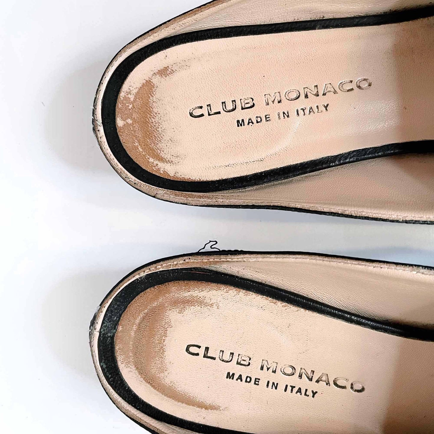 club monaco tatelyn leather bow slip on mule flats - size 39.5