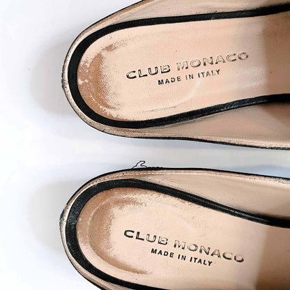 club monaco tatelyn leather bow slip on mule flats - size 39.5