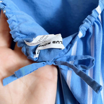 club monaco blue stripe sarana slip dress - size 00