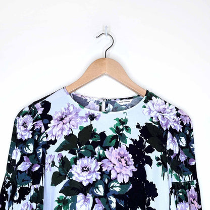 club monaco amund floral blouse with pleated bell sleeves - size small