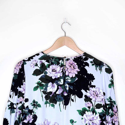 club monaco amund floral blouse with pleated bell sleeves - size small
