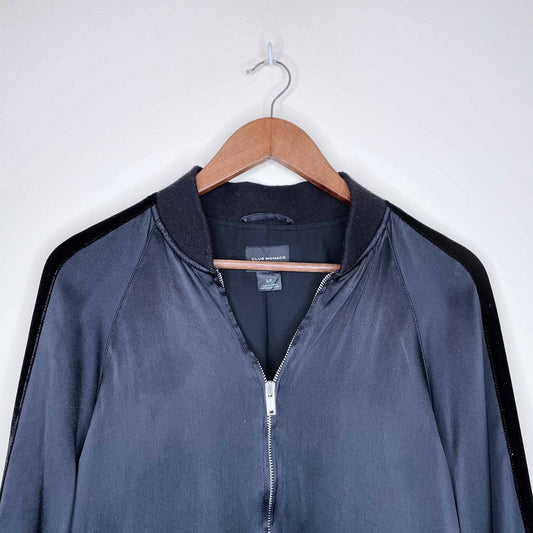 Club Monaco Bess satin bomber jacket with velvet trim - size Small