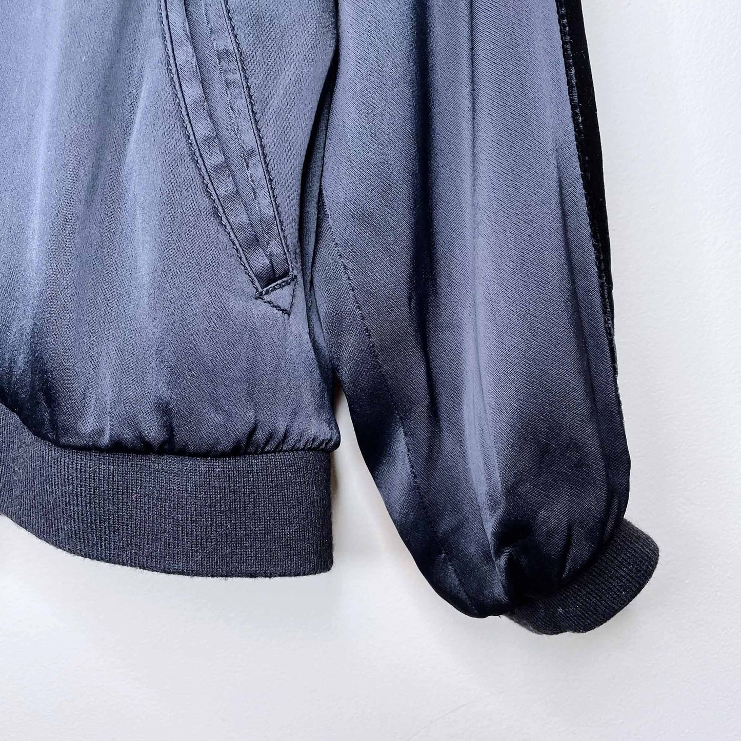 Club Monaco Bess satin bomber jacket with velvet trim - size Small