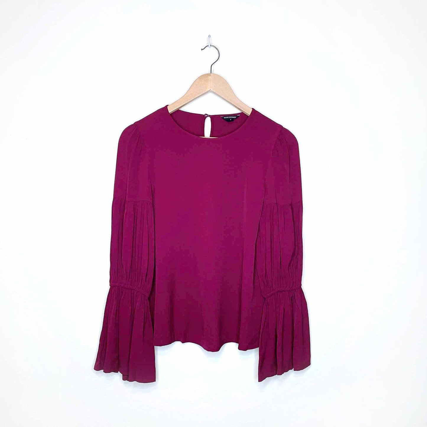 club monaco amund blouse with pleated bell sleeves - size xs