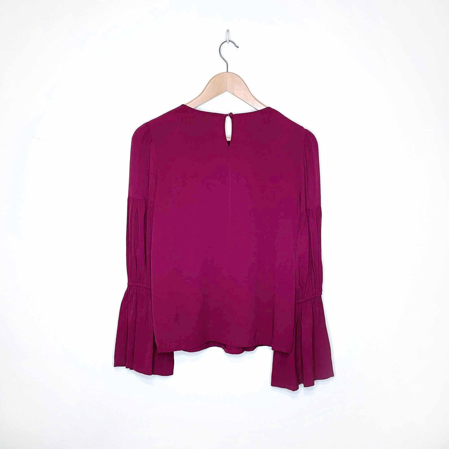 club monaco amund blouse with pleated bell sleeves - size xs