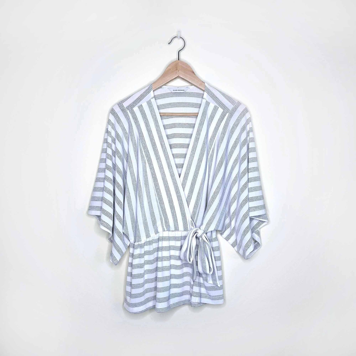 Club Monaco wrap and tie striped top - size Medium
