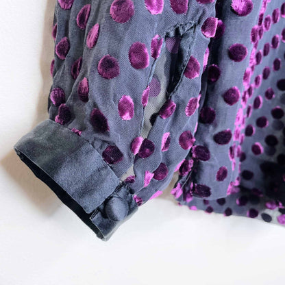 club monaco velvet dot silk blouse - size xs