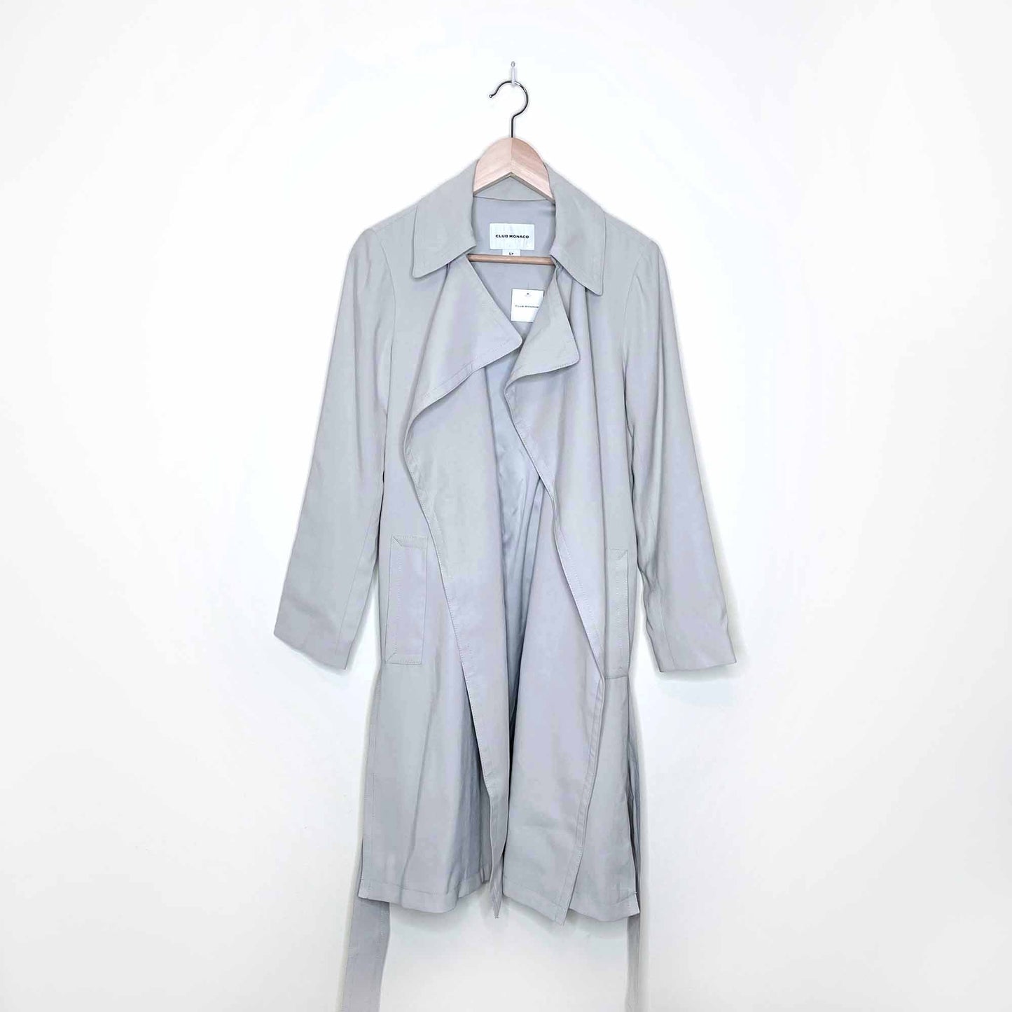 nwt club monaco belted ealdyn trench in sage green - size small