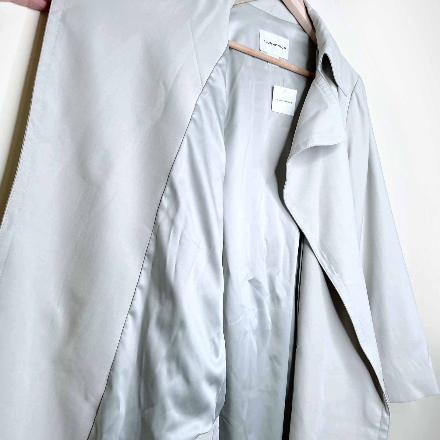nwt club monaco belted ealdyn trench in sage green - size small