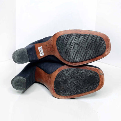 cnc costume national blue suede heeled knee high boots - size 39