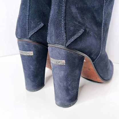 cnc costume national blue suede heeled knee high boots - size 39