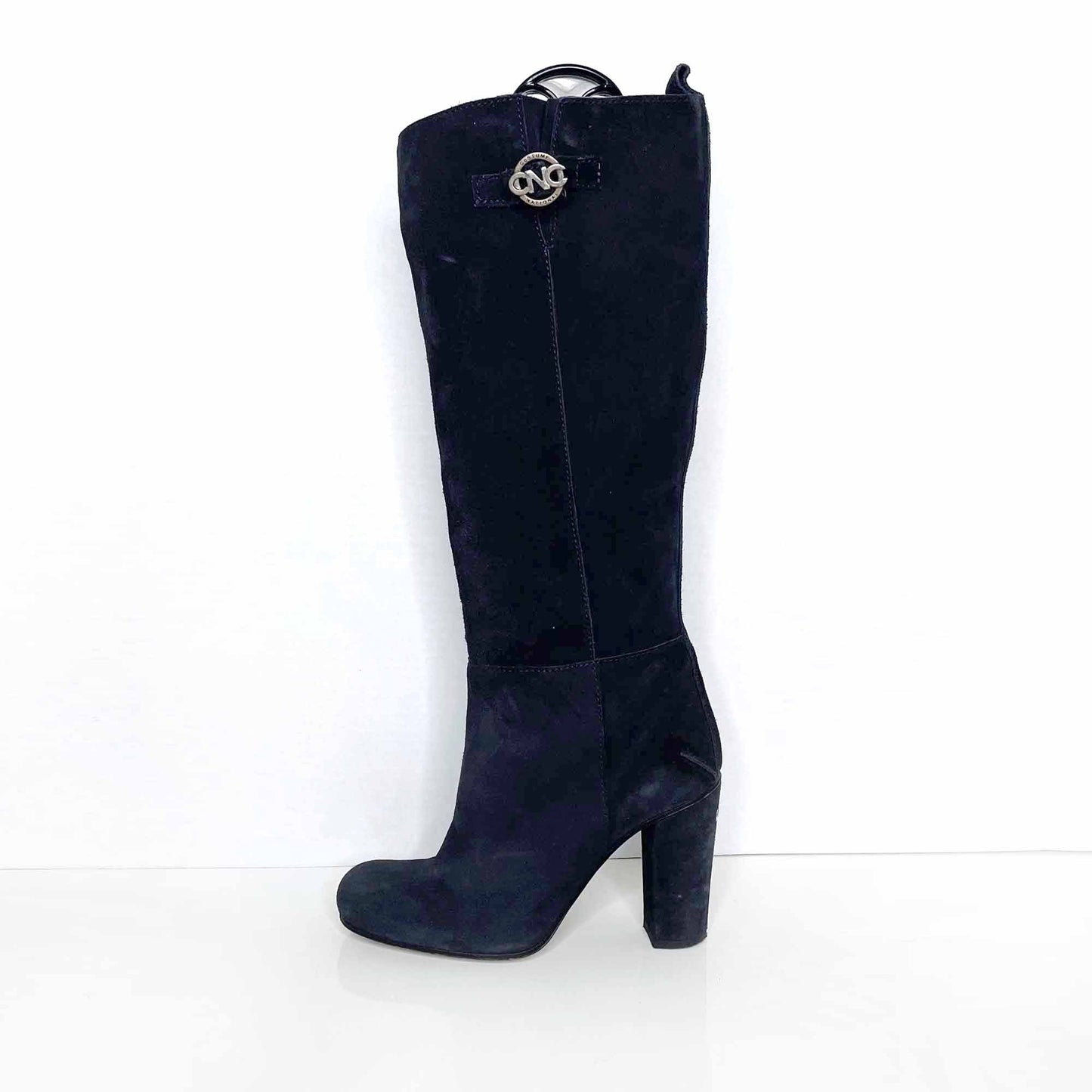 cnc costume national blue suede heeled knee high boots - size 39