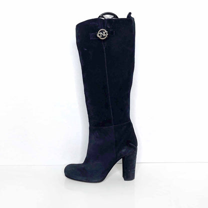 cnc costume national blue suede heeled knee high boots - size 39