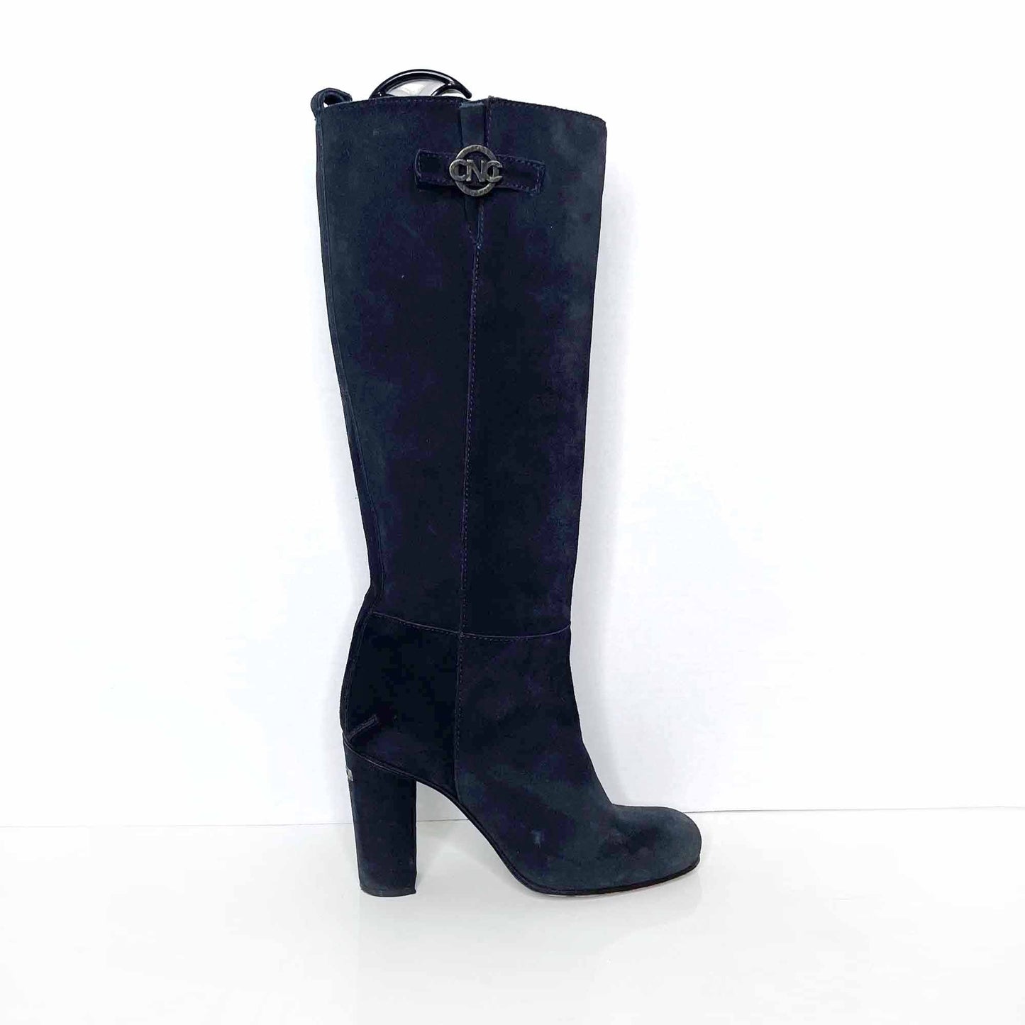 cnc costume national blue suede heeled knee high boots - size 39