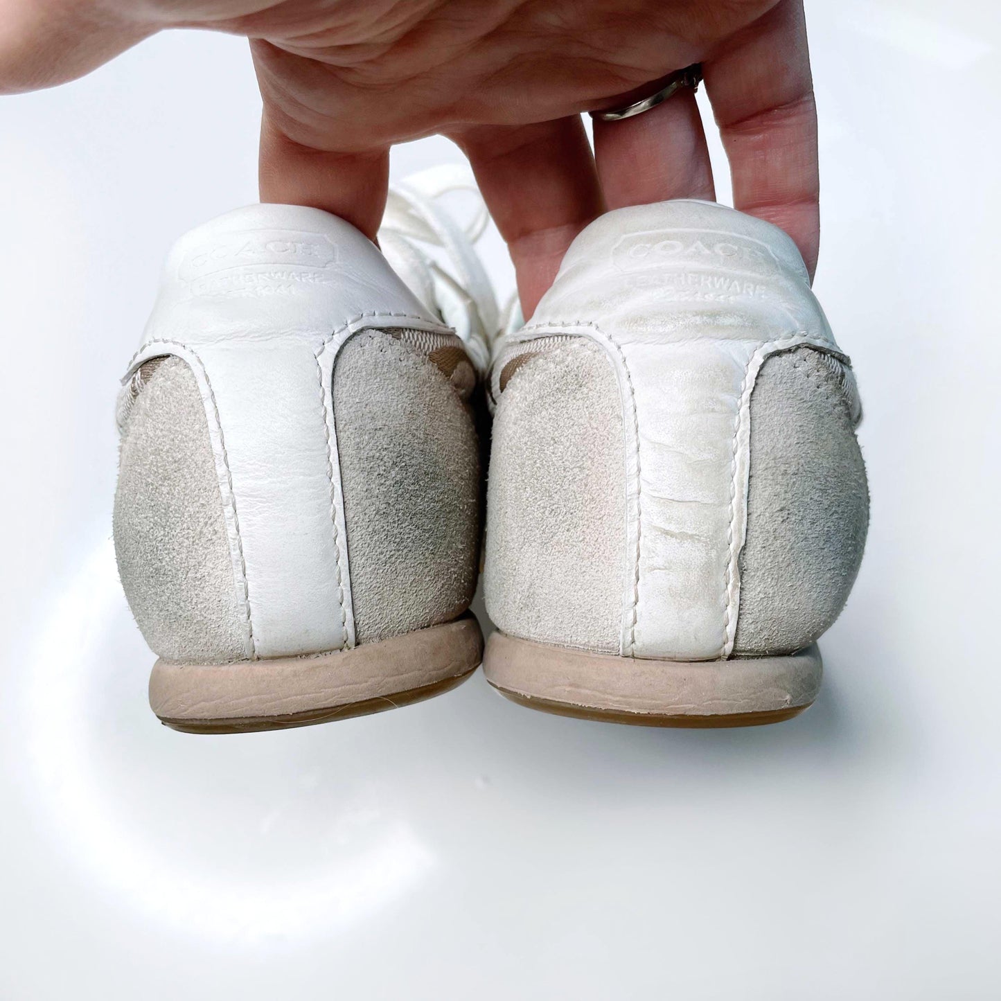 coach joss low-top cream c monogram sneakers - size 8