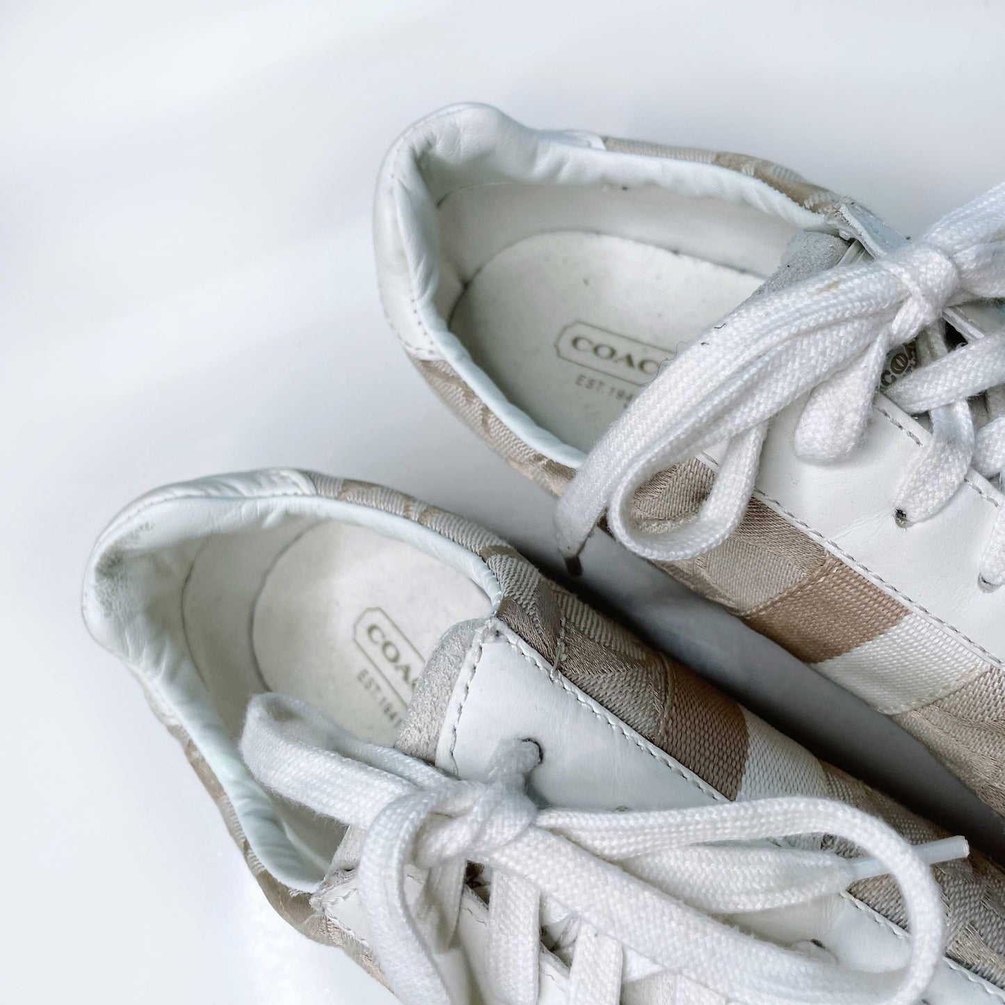 coach joss low-top cream c monogram sneakers - size 8