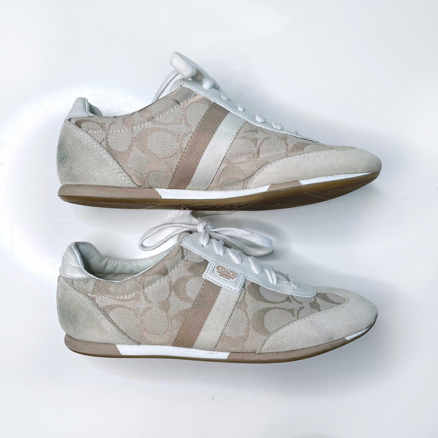 coach joss low-top cream c monogram sneakers - size 8