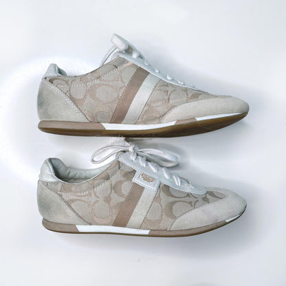coach joss low-top cream c monogram sneakers - size 8