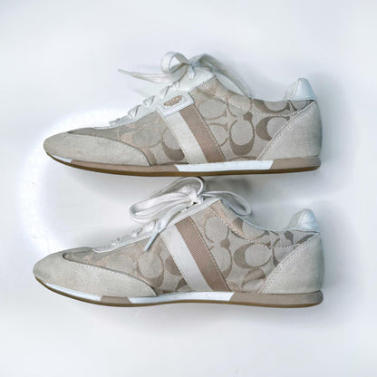 coach joss low-top cream c monogram sneakers - size 8
