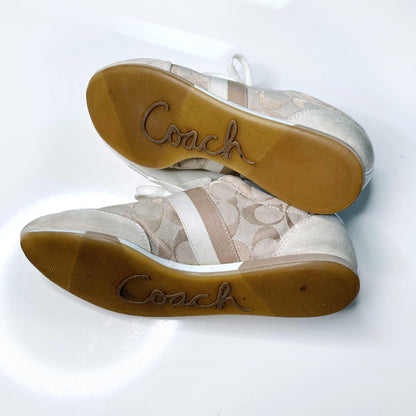 coach joss low-top cream c monogram sneakers - size 8