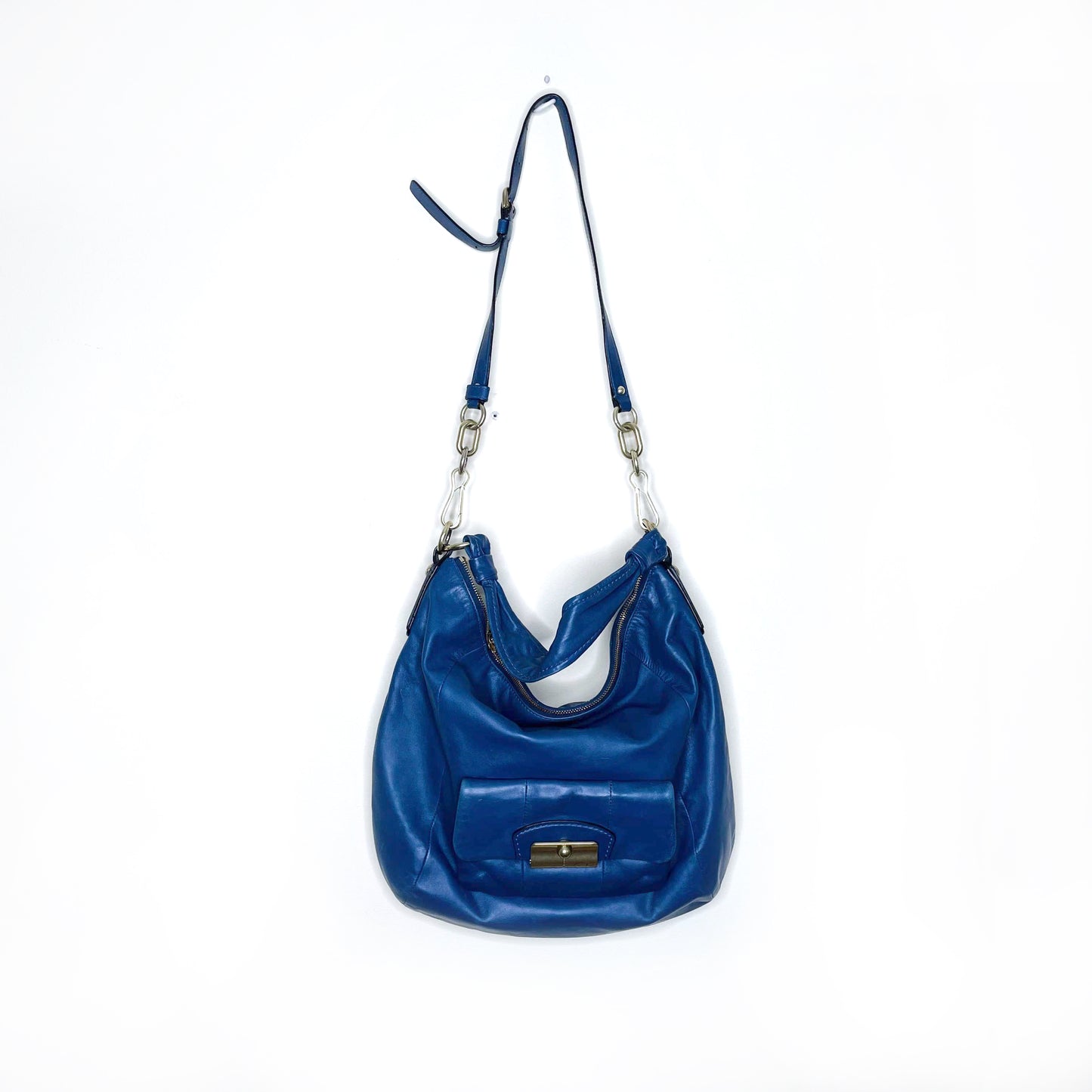 coach large blue leather kristin hobo bag