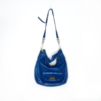 coach large blue leather kristin hobo bag