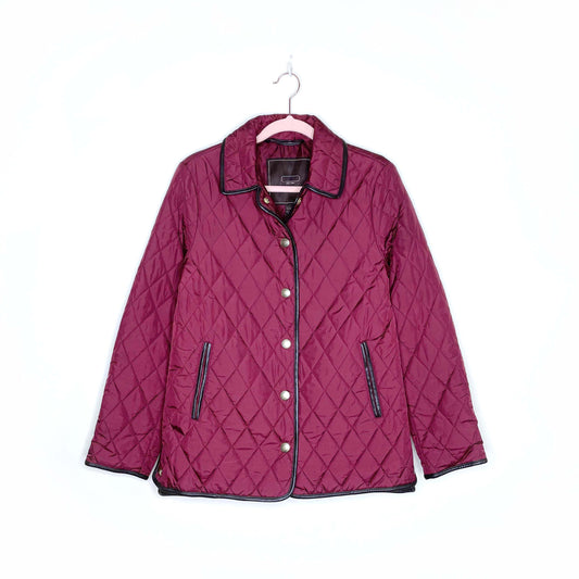 coach quilted chore coat with leather trim - size xs