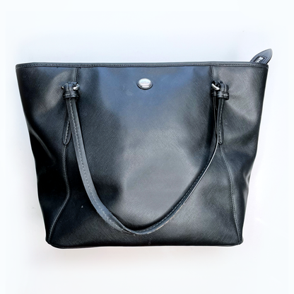 coach black leather peyton tote signature bag
