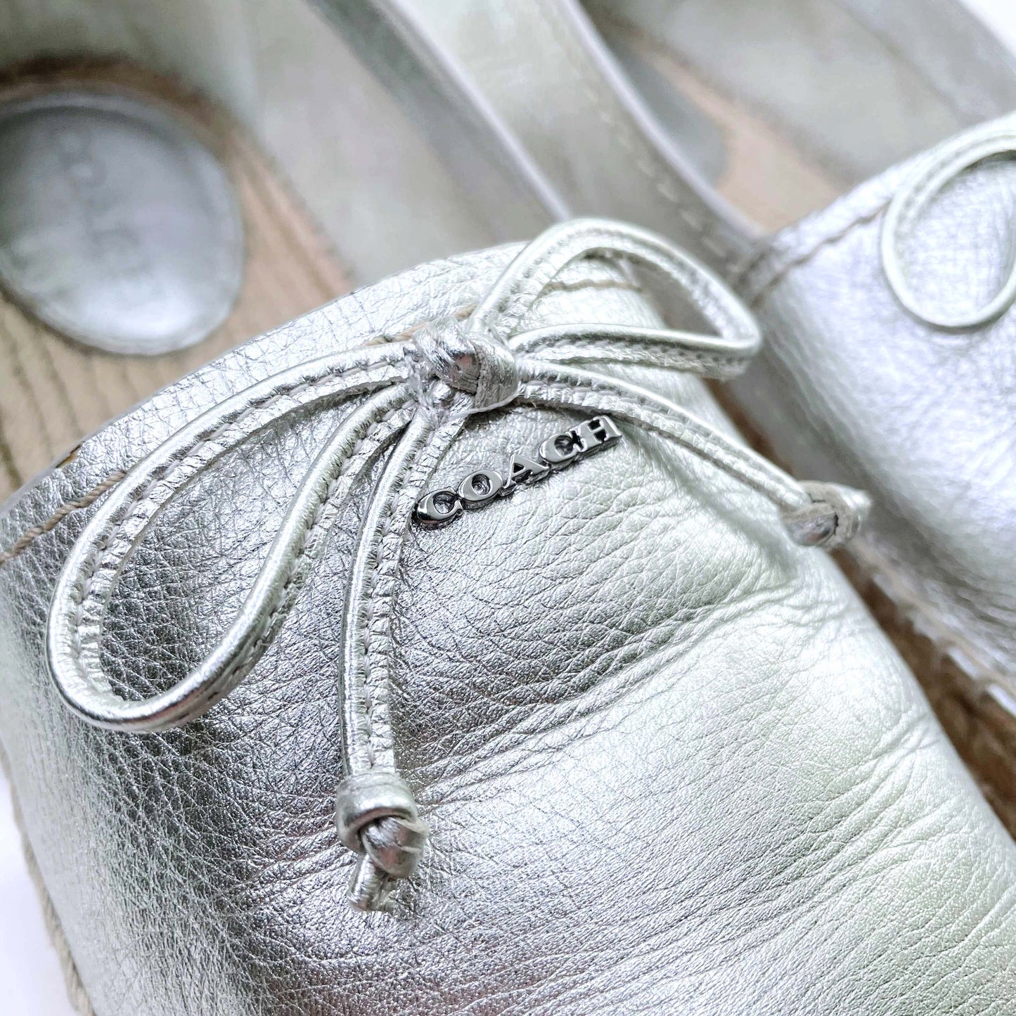 coach silver rae bow flatform espadrilles - size 9.5