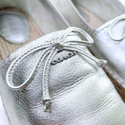 coach silver rae bow flatform espadrilles - size 9.5