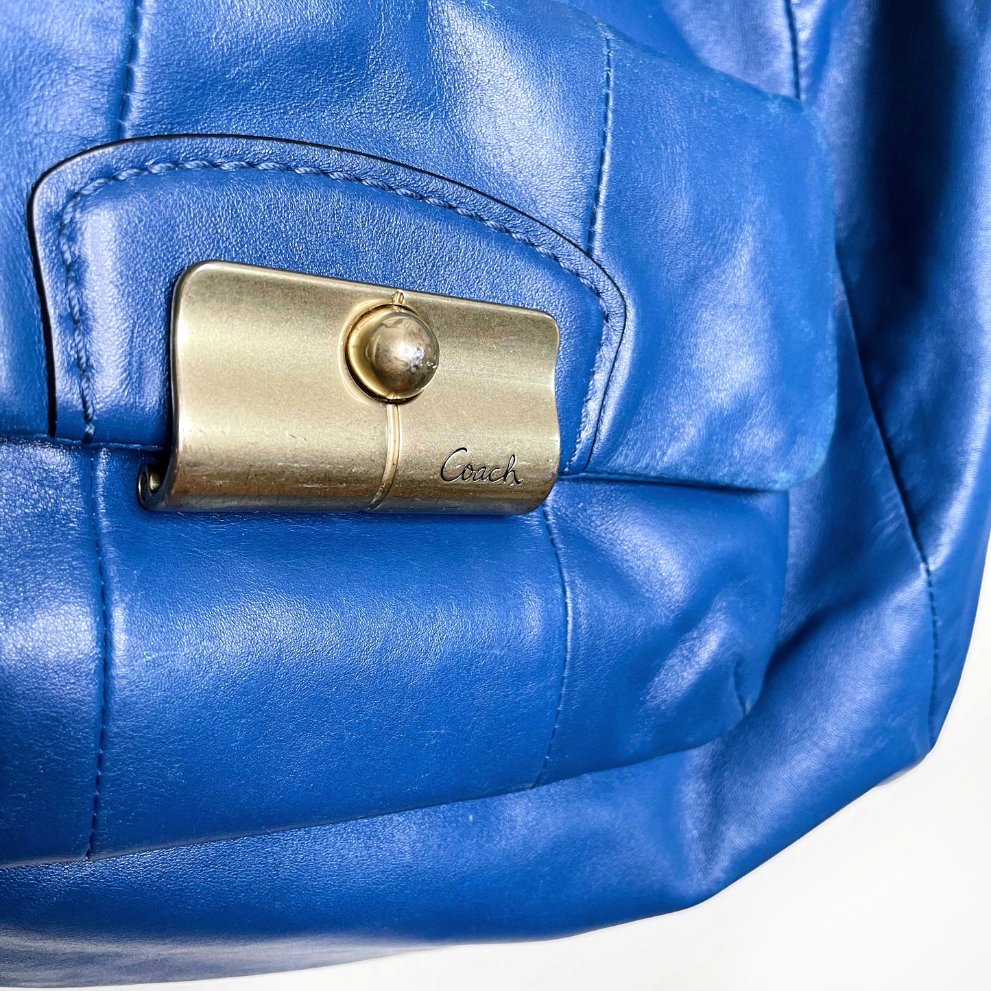 coach large blue leather kristin hobo bag