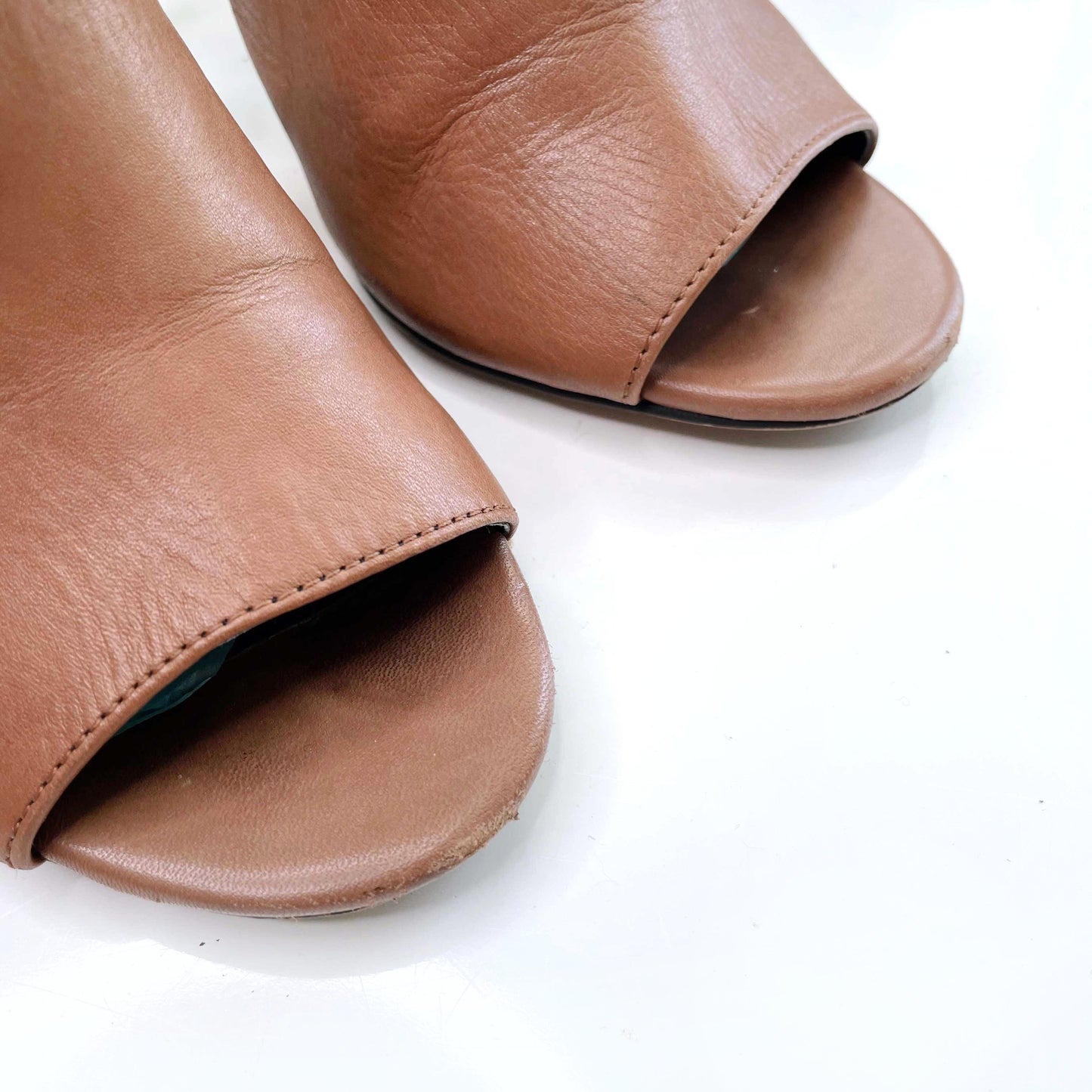 coach leather peep toe studded crisscross heels - size 7