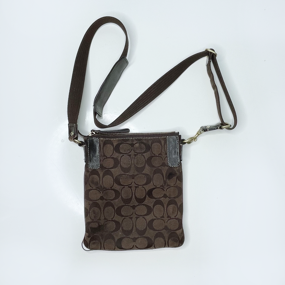 coach brown signature c monogram patchwork crossbody bag