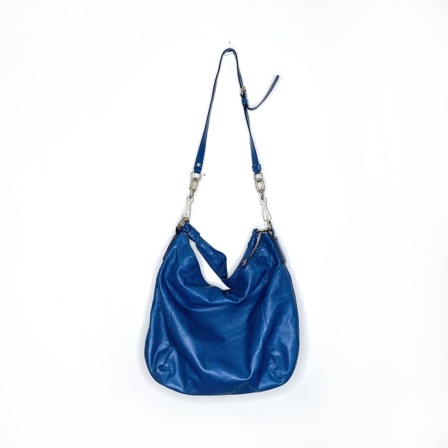 coach large blue leather kristin hobo bag