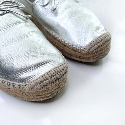 coach silver rae bow flatform espadrilles - size 9.5