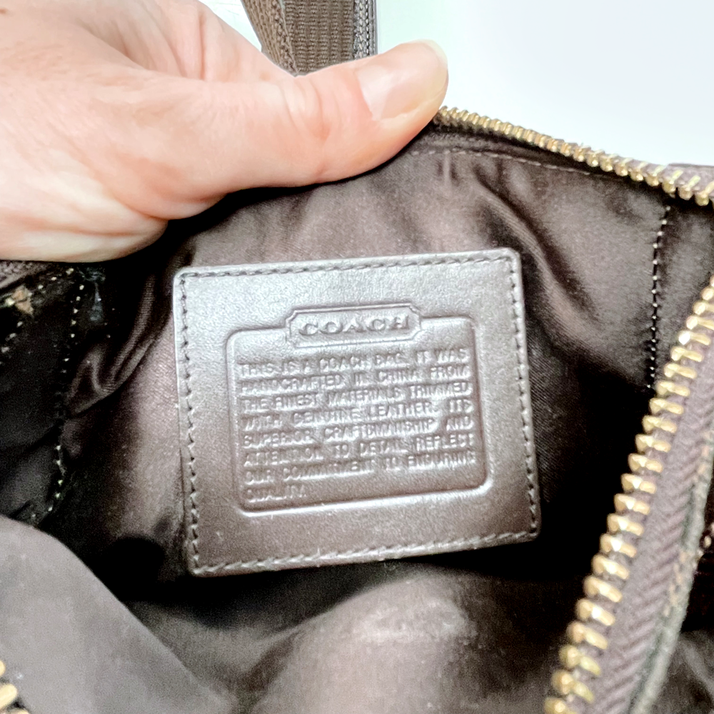 coach brown signature c monogram patchwork crossbody bag