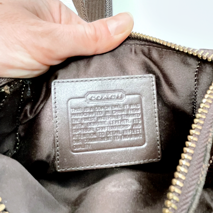 coach brown signature c monogram patchwork crossbody bag