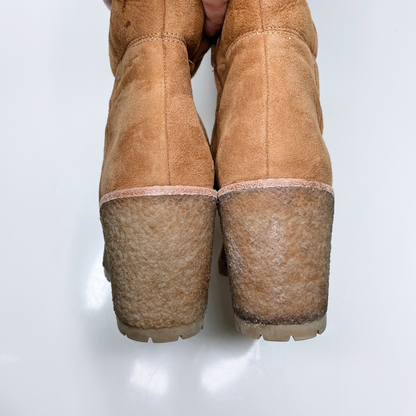 coach keely shearling wedge knee high boots - size 5