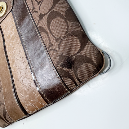 coach brown signature c monogram patchwork crossbody bag
