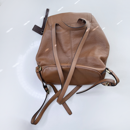 coach park pebble british tan leather turnlock backpack